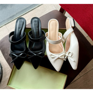 Sục mũi nhọn quai trơn có nơ gót cao 2p bigsize