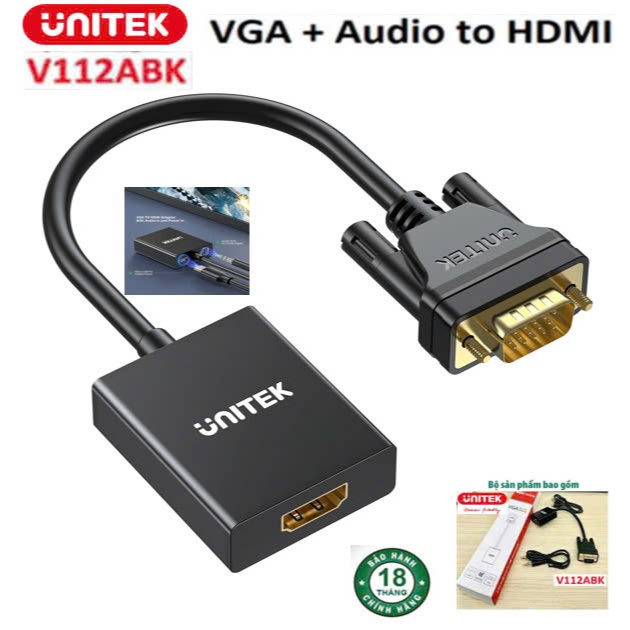 Cáp Chuyển VGA to HDMI Ugreen 50945 CM513 VGA to HDMI+AUDIO 3.5mm