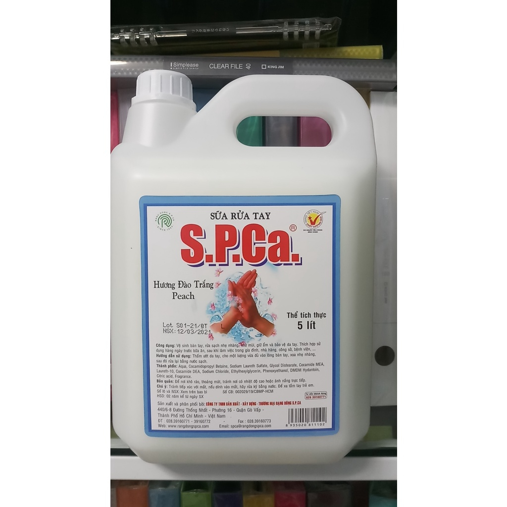 Nước rửa tay khử trùng S.P.CA 5 Lít