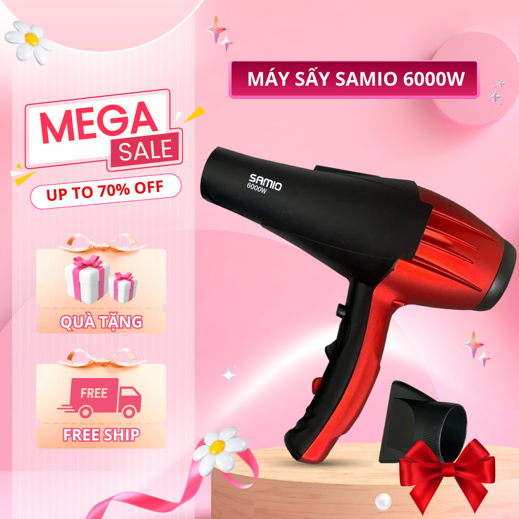 Máy Sấy Tóc 2 Chiều Nóng Lạnh Công Suất Lớn 6000W Bản Salon Cao Cấp, Máy Sấy Tóc SAMIO