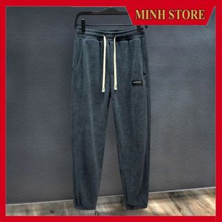  Quần Jogger Nam Nữ Chất Nhung Tăm Logo Trơn Quần Nhung Nam Thu Đông Phom Đẹp Dễ Phối Đồ JO10 - MINHSTORE 88 
