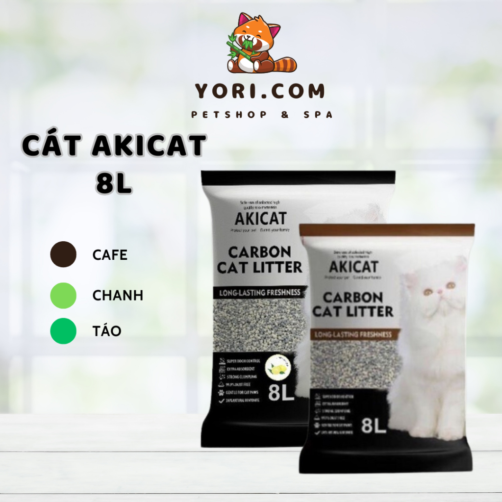 Cát vệ sinh cho mèo AKICAT 8L có than hoạt tính khử mùi cát mèo hiệu quả, ít bụi