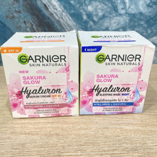 Kem dưỡng da sáng hồng Garnier Sakura White Serum Cream ngày và đêm 50g