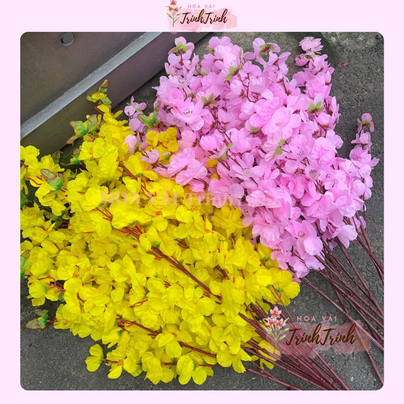 (HCM Cành mai giả) Cành hoa mai hoa đào cao cấp và bông to
