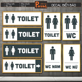Decal Dán Biển Báo Nhà Vệ Sinh, WC chống nước dán trang trí tường, dán quán trà sữa, cà phê, quán ăn. BB24