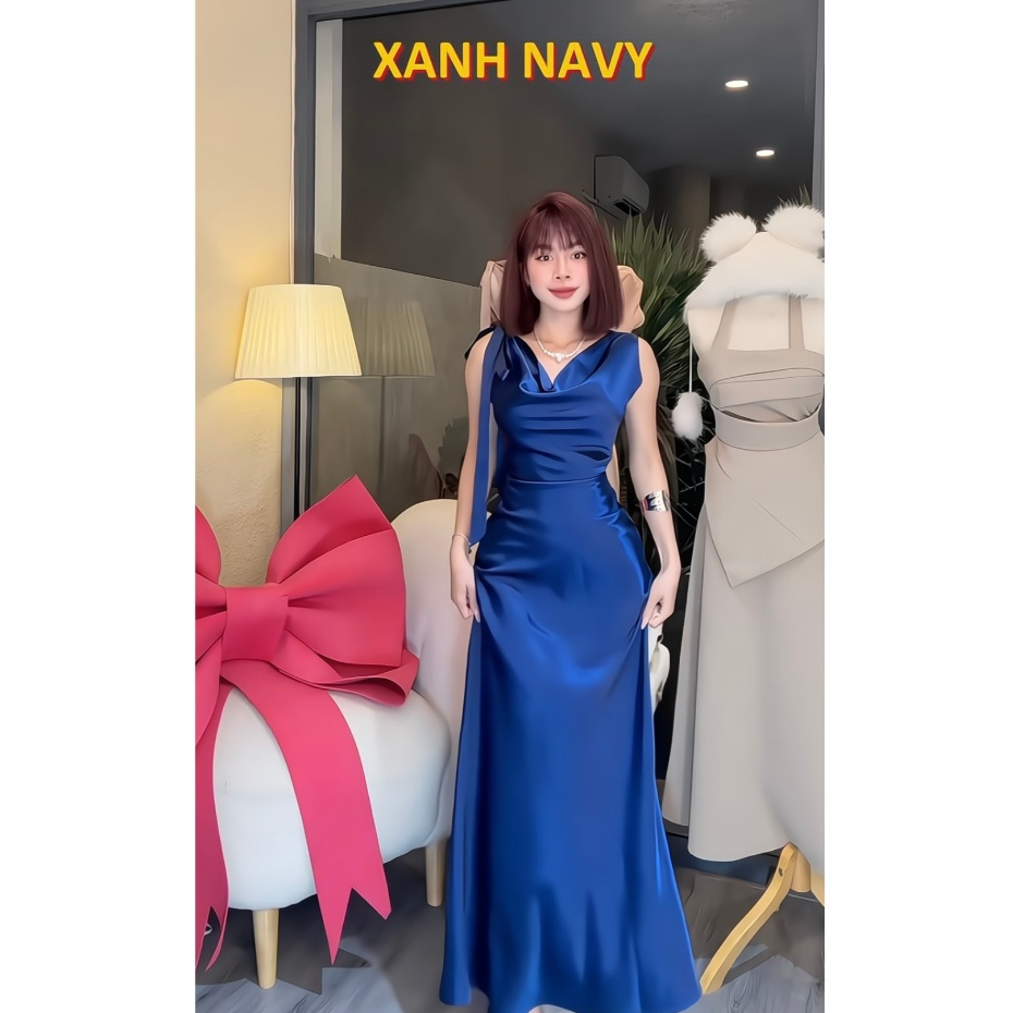 SHELLA DRESS | Đầm lụa lệch vai, chất phi lụa size S M L may 2 lớp form chuẩn thiết kế | BigBuy360 - bigbuy360.vn