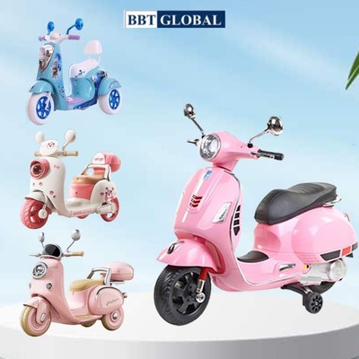 Xe máy điện trẻ em BBT Global Vespa cao cấp, có đèn có nhạc, bảo hành 12 tháng