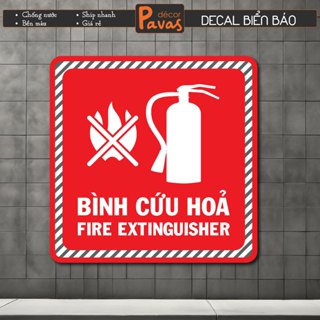  Decal Dán Biển Báo Bình Cứu Hoả chống nước dán trang trí tường dán quán trà sữa cà phê quán ăn. BB28 