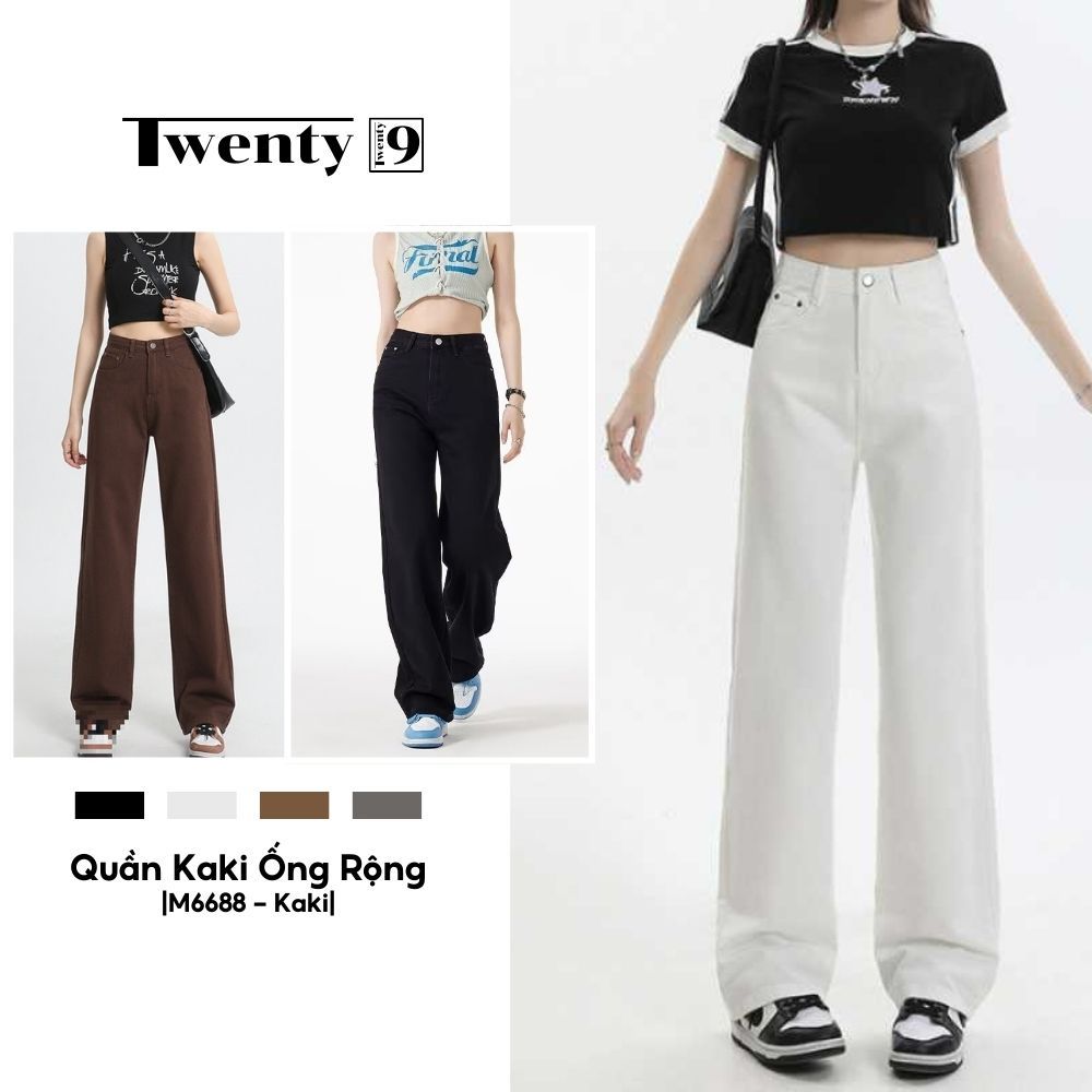  Quần Kaki Ống Suông Nữ LaBuBu Vải Kaki Dày Dặn Quần Kaki Nữ Lưng Cao Ôm Eo Trơn Basic M6688 