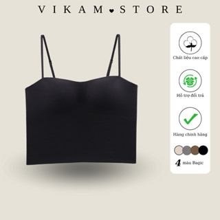 Áo Lót Bra Nữ Su Đúc Dáng Dài Bra Không Gọng Áo 2 Dây Mút Mỏng Sexy Đen Trắng Freeszie VIKAM B33