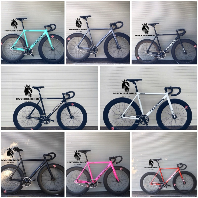 Xe đạp Fixed Gear Tsunami Snm 100 2 vành 70mm chính hãng có sẵn