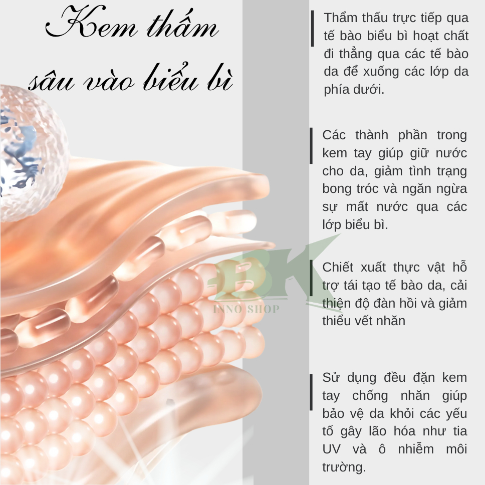 Kem Xóa Nhăn, Giảm Nám Da Tay HANJILIAN Nhật Bản, Dưỡng Da Tay Mềm Mịn, Trắng Sáng, Ngăn Ngừa Nám, Đồi Mồi | BK INNO