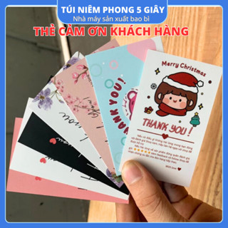 Card cám ơn, Card Thank You, Thiệp Cảm Ơn có nhìu mẫu - Size 9x5,4cm - Giấy C300 Cán Màng Mờ 2 mặt