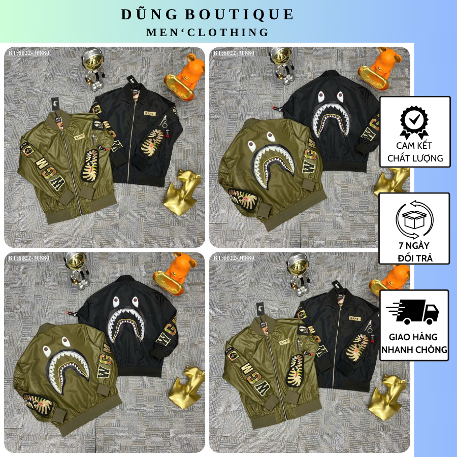 Áo Khoác Gió Bomber Nam Thêu Hình Cực Chất_ Áo Khoác Bomber Xanh Rêu Cao Cấp