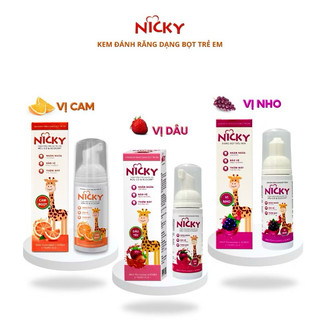 Kem Đánh Răng Dạng Bọt Nicky Cho Bé - An Toàn Khi Nuốt, Chống Sâu Răng - 60ml Chính Hãng