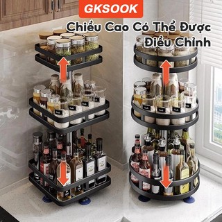  Kệ gia vị xoay 2 3 tầng inox kệ Đựng Gia Vị Nhà Bếp 360° kệ bếp đa năng 