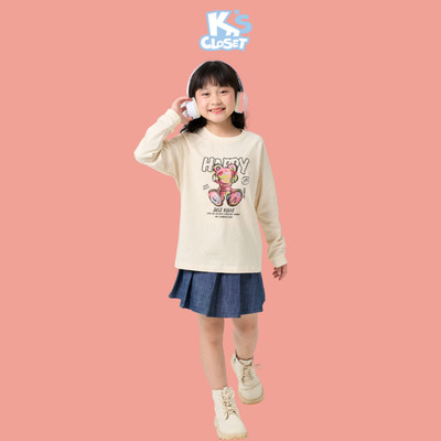 Áo Dài Tay Thu Đông K'S CLOSET Chất Liệu Cotton Cho Bé Gái Từ 11-55kg (2-14 tuổi) E007FOF