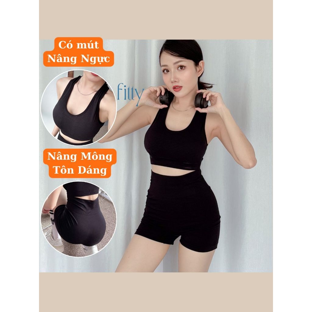 Bộ Đồ Tập Gym Yoga Nữ FITTY FITNESS, Set Đồ Tập Thể Thao Nữ Thoáng Khí, Có Mút Nâng Ngực, Nâng Mông S10 | BigBuy360 - bigbuy360.vn