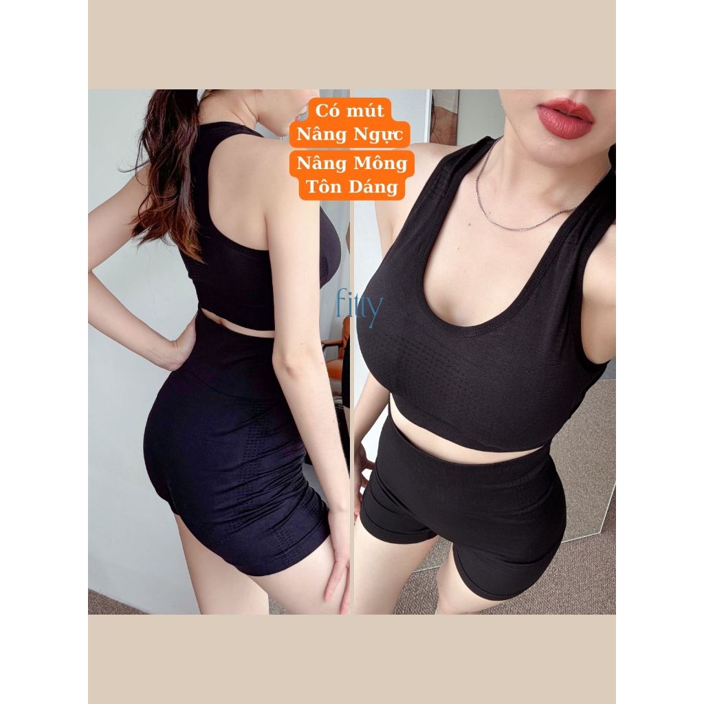 Bộ Đồ Tập Gym Yoga Nữ FITTY FITNESS, Set Đồ Tập Thể Thao Nữ Thoáng Khí, Có Mút Nâng Ngực, Nâng Mông S10 | BigBuy360 - bigbuy360.vn