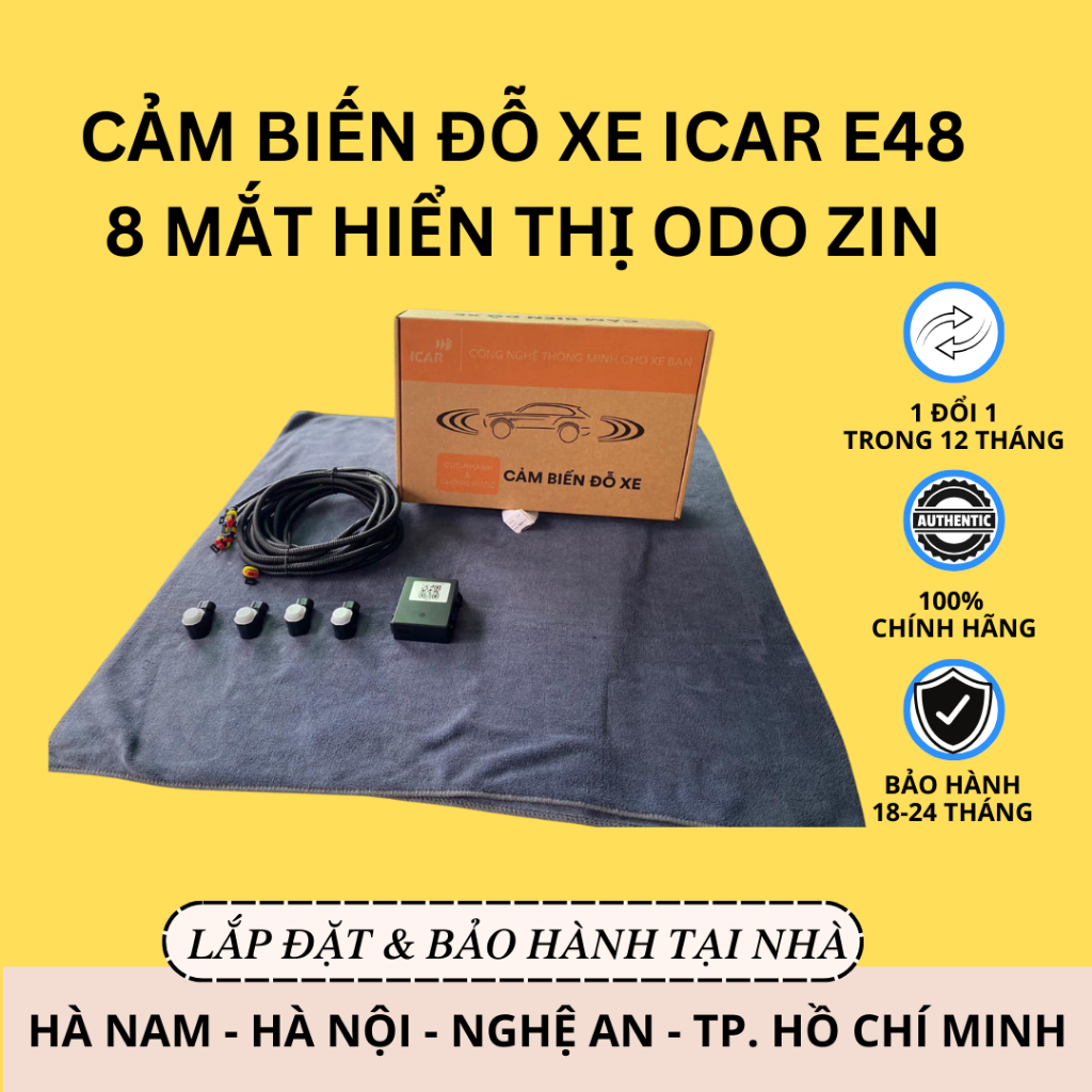 Cảm Biến Đỗ Xe ICAR E48 8 Mắt Hiển Thị ODO Zin | Chính hãng
