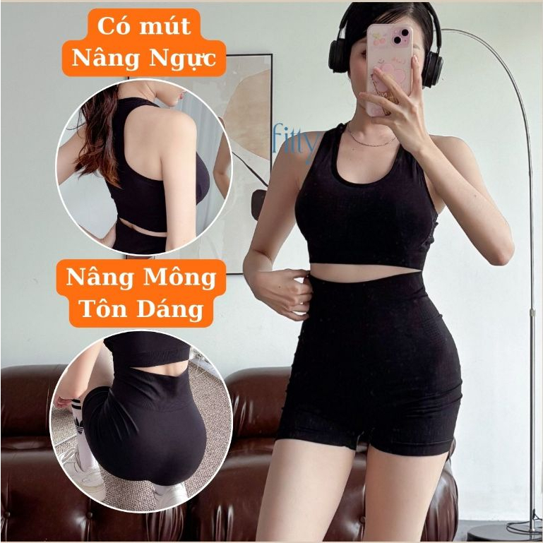 Bộ Đồ Tập Gym Yoga Nữ FITTY FITNESS, Set Đồ Tập Thể Thao Nữ Thoáng Khí, Có Mút Nâng Ngực, Nâng Mông S10 | BigBuy360 - bigbuy360.vn