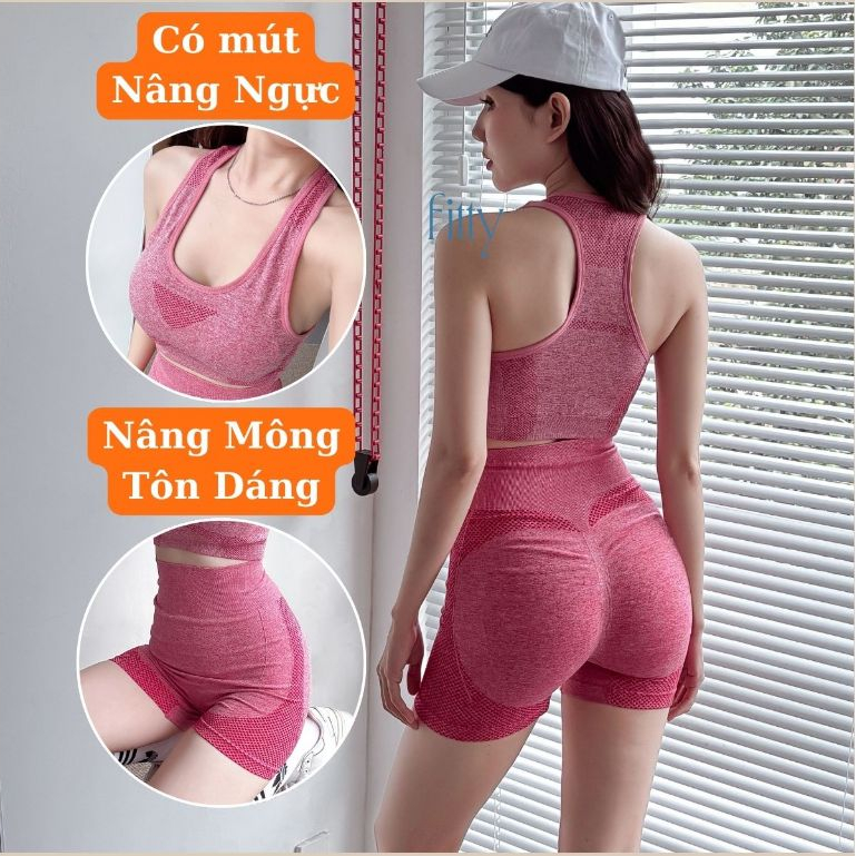 Bộ Đồ Tập Gym Yoga Nữ FITTY FITNESS, Set Đồ Tập Thể Thao Nữ Thoáng Khí, Có Mút Nâng Ngực, Nâng Mông S10 | BigBuy360 - bigbuy360.vn