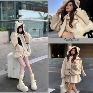  Set 3 Món Áo Nỉ Bông Kèm Mix Chân Váy Bông Xoè Kèm Khăn Quàng Siêu Dễ Thương Linh Đan Shop 