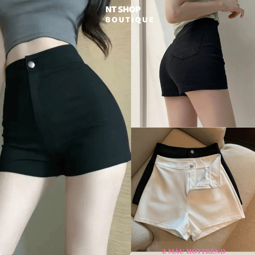 Quần short nữ umi đẹp lưng cạp cao ôm body siêu hack dáng,quần sooc đen-trắng phong cách cá tính, năng động NT43