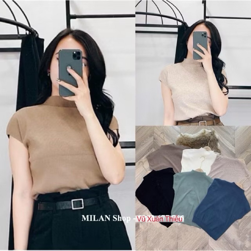 Áo len dệt kim cộc tay dơi che khuyết điểm