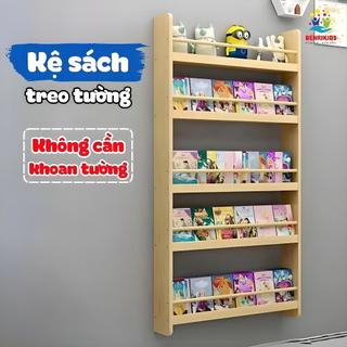 Kệ Sách Treo Tường Cho Bé Thiết Kế Kệ Gỗ Sau Cửa Không Cần Khoan, Giá Sách Montessori Cho Bé, Kệ Sách Đựng Đồ Đựng Chai