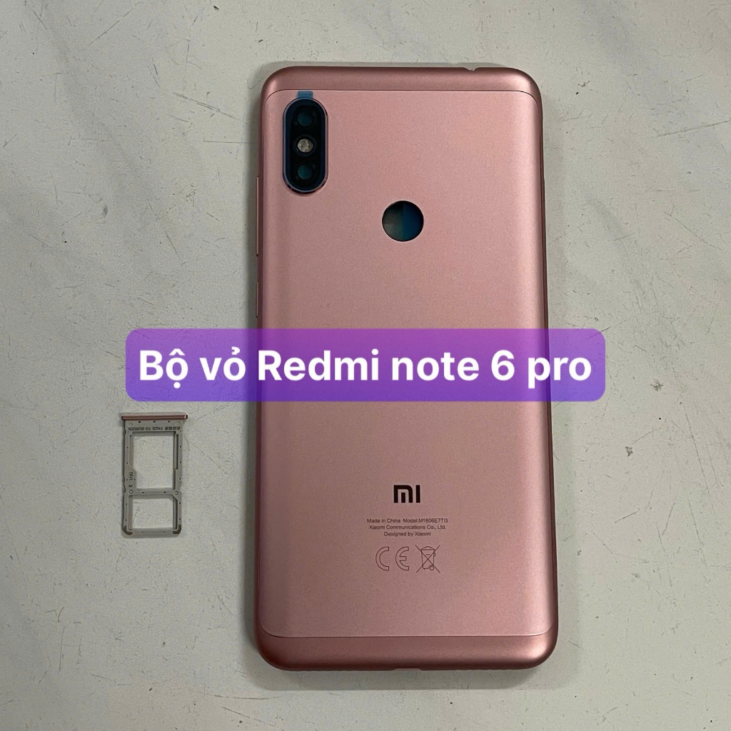 bộ vỏ xương xiaomi Redmi note 6 pro (zin) kèm khay sim,kính cam,phím lắp sẵn