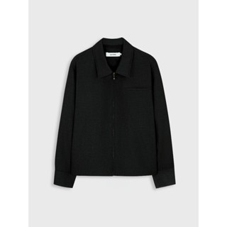 GIAN SAIGON - Áo khoác túi cơi dáng rộng - Zipper Viscose Wool Jacket - Màu Đen