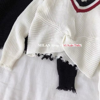 Áo len xoắn eo cổ tim style