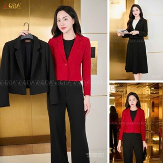 Áo vest tay dài dáng lửng công sở nữ cao cấp GDA COLLECTION chất Chéo Nhật dày dặn, co dãn nhẹ, sang trọng, tôn dáng