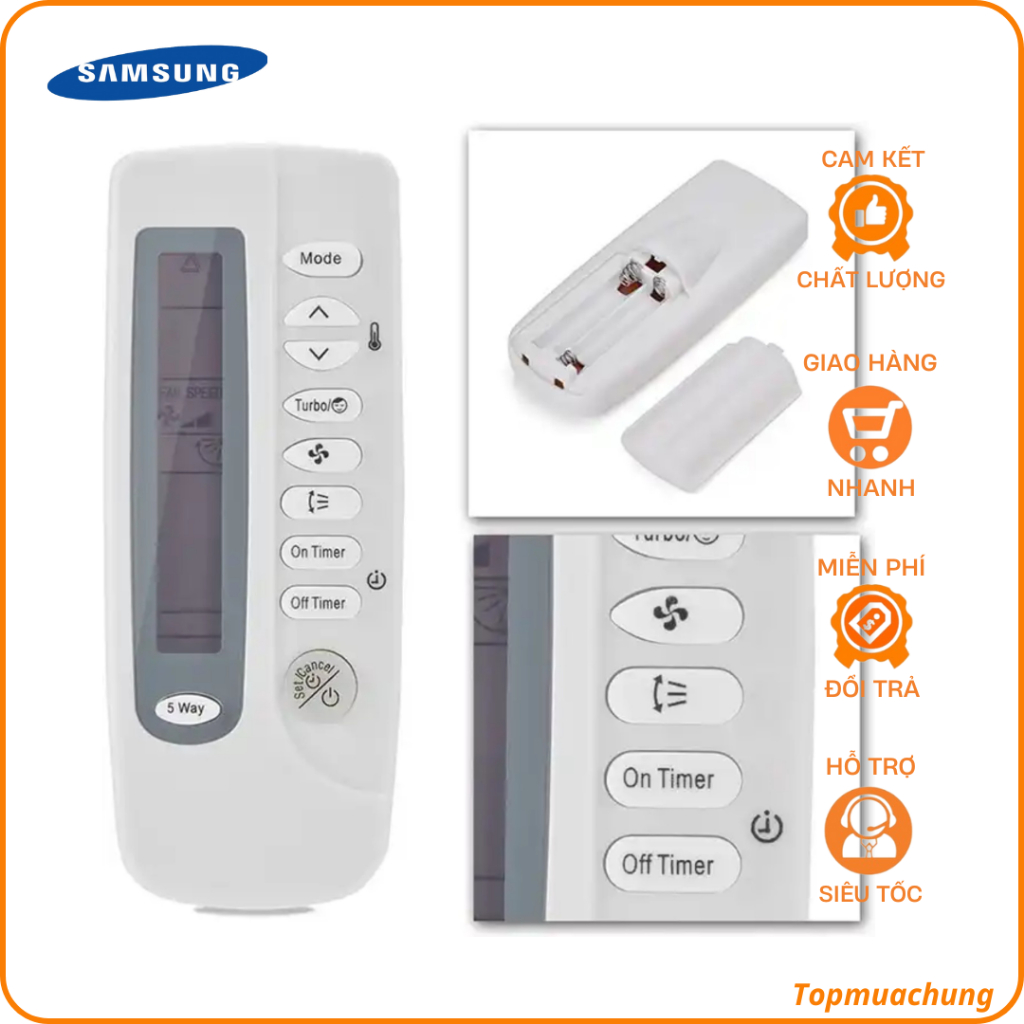 Điều khiển - Remote máy lạnh Samsung (Màn hình dọc)