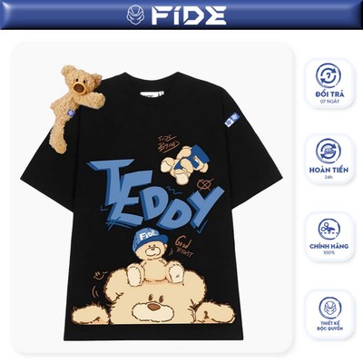 Áo thun FIDE TEDDY phông unisex form rộng local brand nam nữ cổ tròn oversize Đínhgấu AT43(TẶNG GẤU)