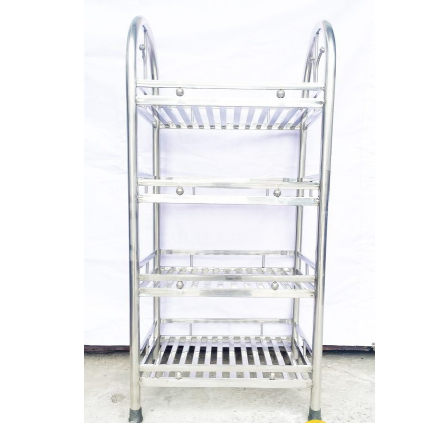 Kệ thẻ inox 4 tầng cung - kệ inox 201 kích thước 40x60 thanh ống to