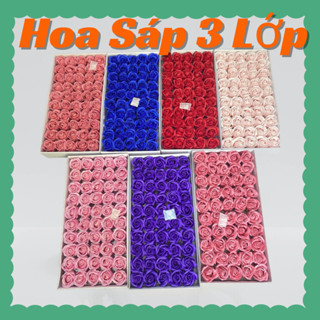 [ GIÁ SỈ ] Hộp Hoa Hồng Sáp 3 Lớp, Hộp 50 Bông 1 Màu Không Kèm Cành
