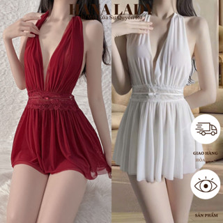 Váy Ngủ Voan Lụa Xẻ Ngực Sexy - Đầm Ngủ Xòe Tiểu Thư VN415