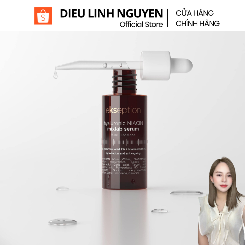 Serum kẽm Ekseption Hyaluronic ZnPCA, HA + 1% ZnPCA giảm mụn, kiềm dầu 75ml