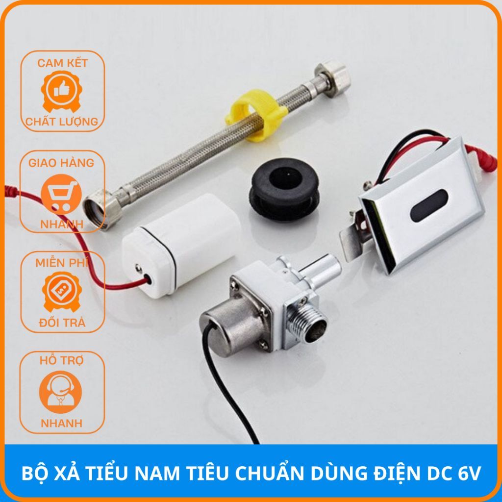Bộ Van Xả Tiểu Nam Cảm Ứng Tự Động Cao Cấp (Điện DC 6V / 4 Pin AA) Model HC03