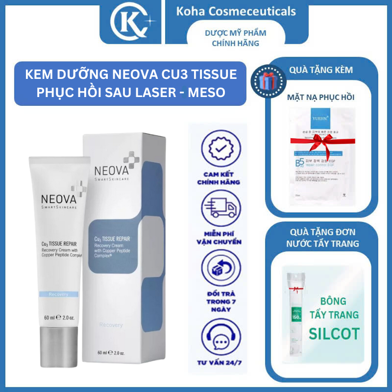 Kem Phục Hồi Da Neova Cu3 Tissue Repair Sau Laser, Meso, Bỏng 60ml