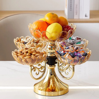 Khay mứt tết, khay đựng bánh kẹo, hoa quả, đồ ăn vặt. Khay mứt 5 cánh sen xoay 360 độ sang trọng