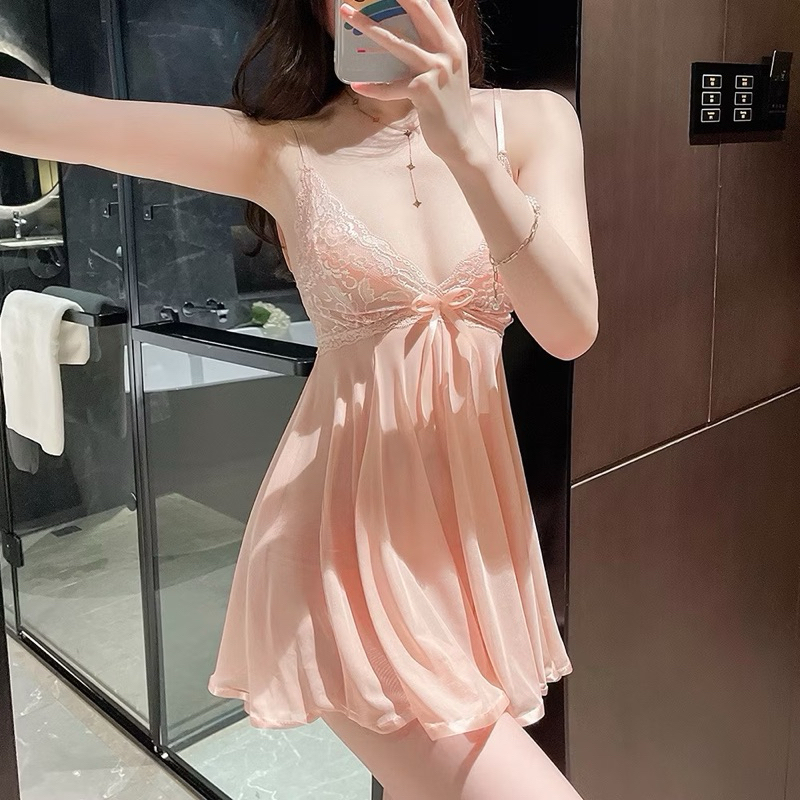Váy ngủ sexy A115 chất liệu voan siêu mỏng tặng kèm quần chip