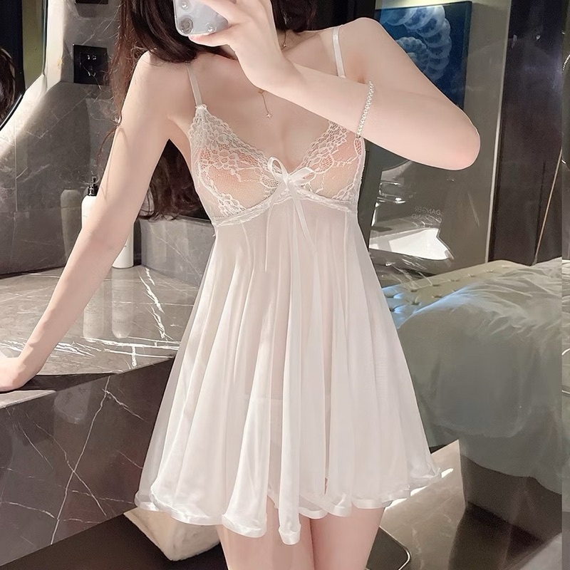 Váy ngủ sexy A115 chất liệu voan siêu mỏng tặng kèm quần chip | BigBuy360 - bigbuy360.vn