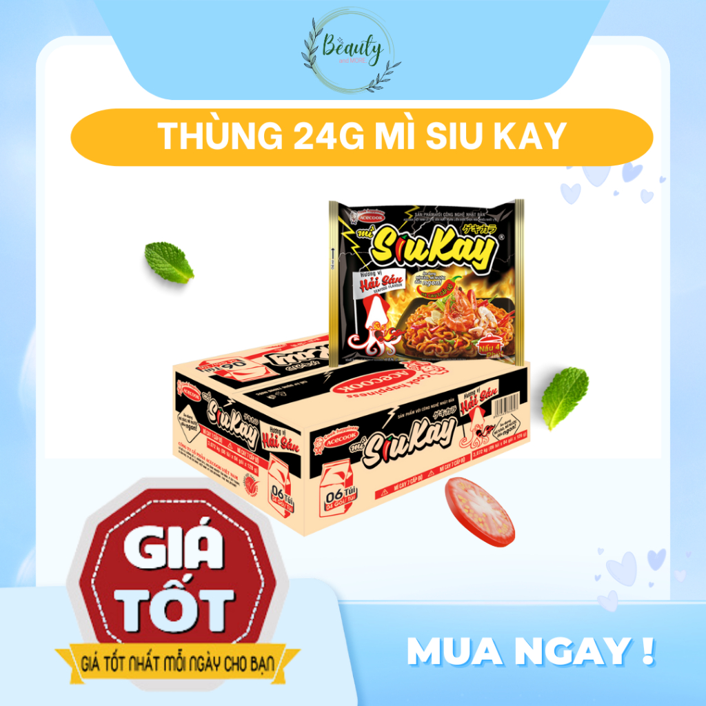   GIÁ TỐT NHẤT  Thùng 24 Gói Mì SIUKAY Vị Hải Sản Bò Cay Gà Cay Phô Mai - Mì cay 7 cấp độ Siêu Cay Thách thức mọi vị giác 