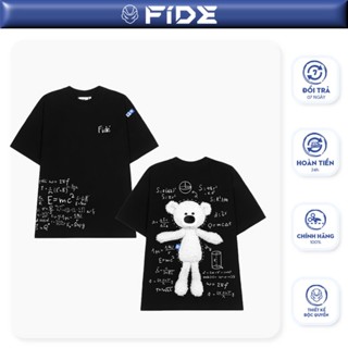 Áo thun FIDE TEDDY phông unisex form rộng local brand nam nữ cổ tròn oversize Đính gấu-AT72(TẶNG GẤU