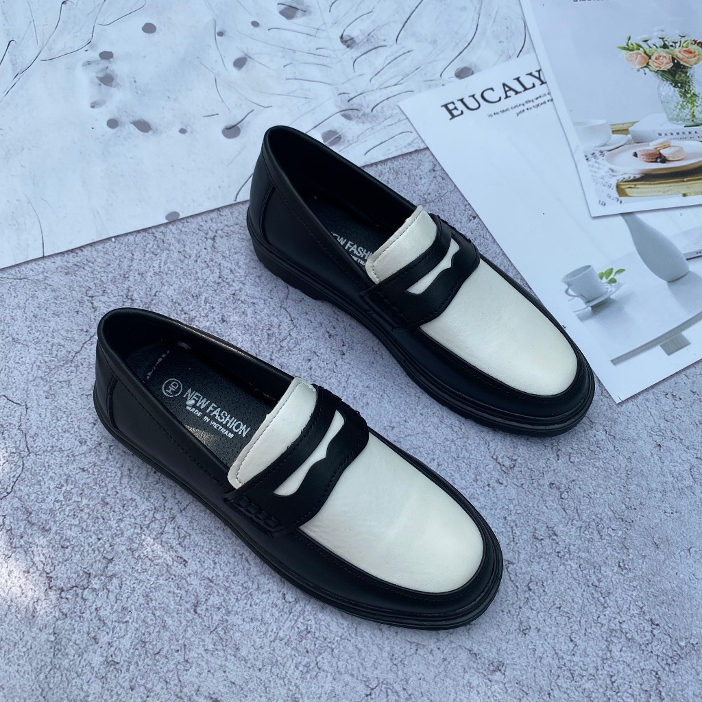 Giày lười nam Sơn Tùng Penny Loafer 2 màu đen trắng da xít Vanus Shoes - đế tăng chiều cao 3cm