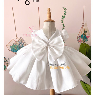 VÁY CÔNG CHÚA CƯỜM HOA (TAFTA NHỦ) Nhung Nguyễn Váy Đầm Công chúa Bé Gái Cao Cấp Tặng Kèm Cài