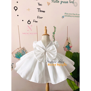 VÁY CÔNG CHÚA CƯỜM HOA (TAFTA NHỦ) Nhung Nguyễn Váy Đầm Công chúa Bé Gái Cao Cấp Tặng Kèm Cài